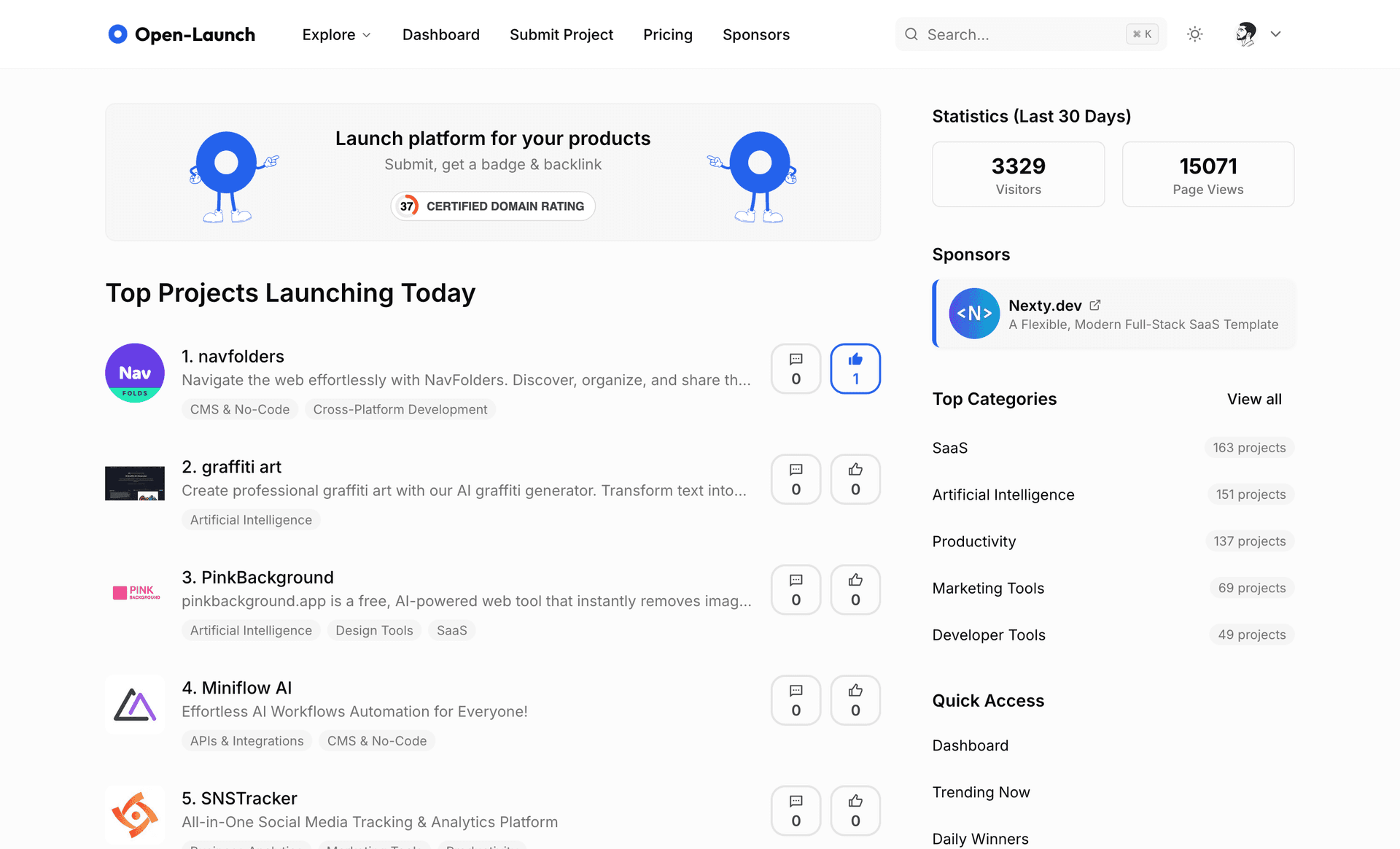 Open-Launch app screenshot