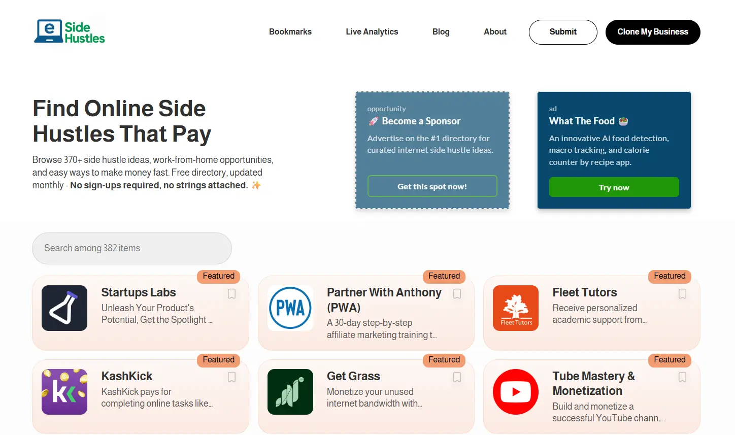 eSideHustles app screenshot