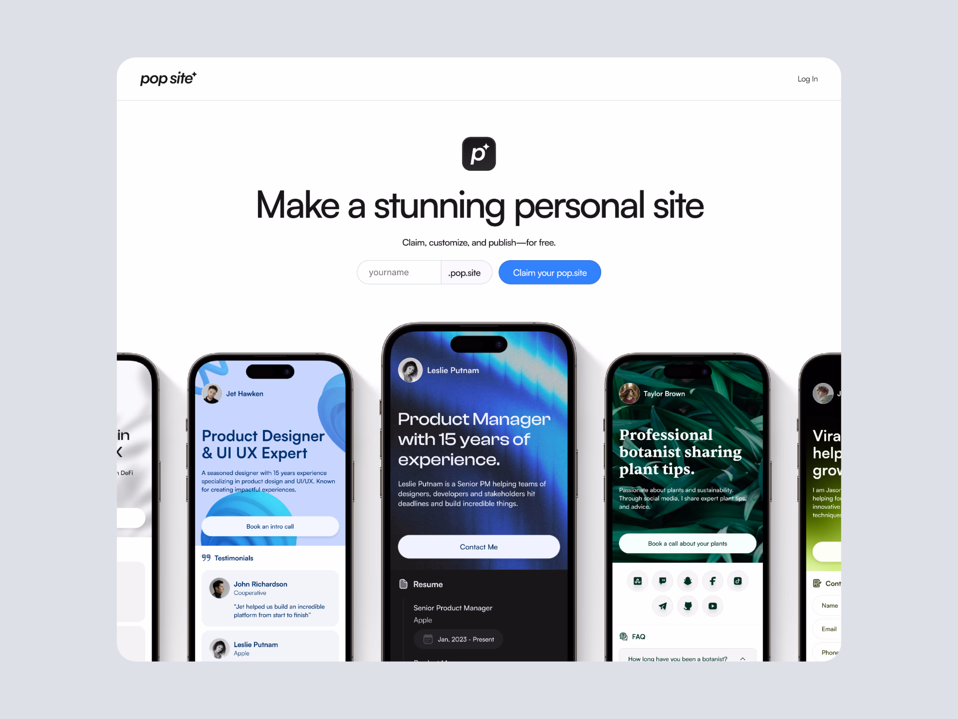 Pop.site app screenshot