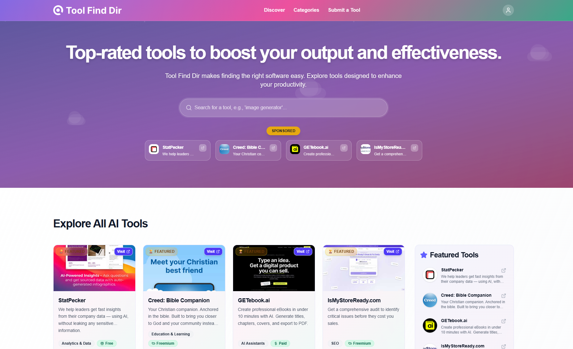 Tool Find Dir app screenshot
