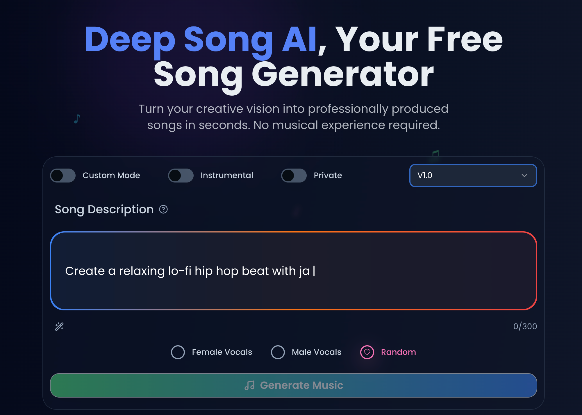 DeepSong AI app screenshot