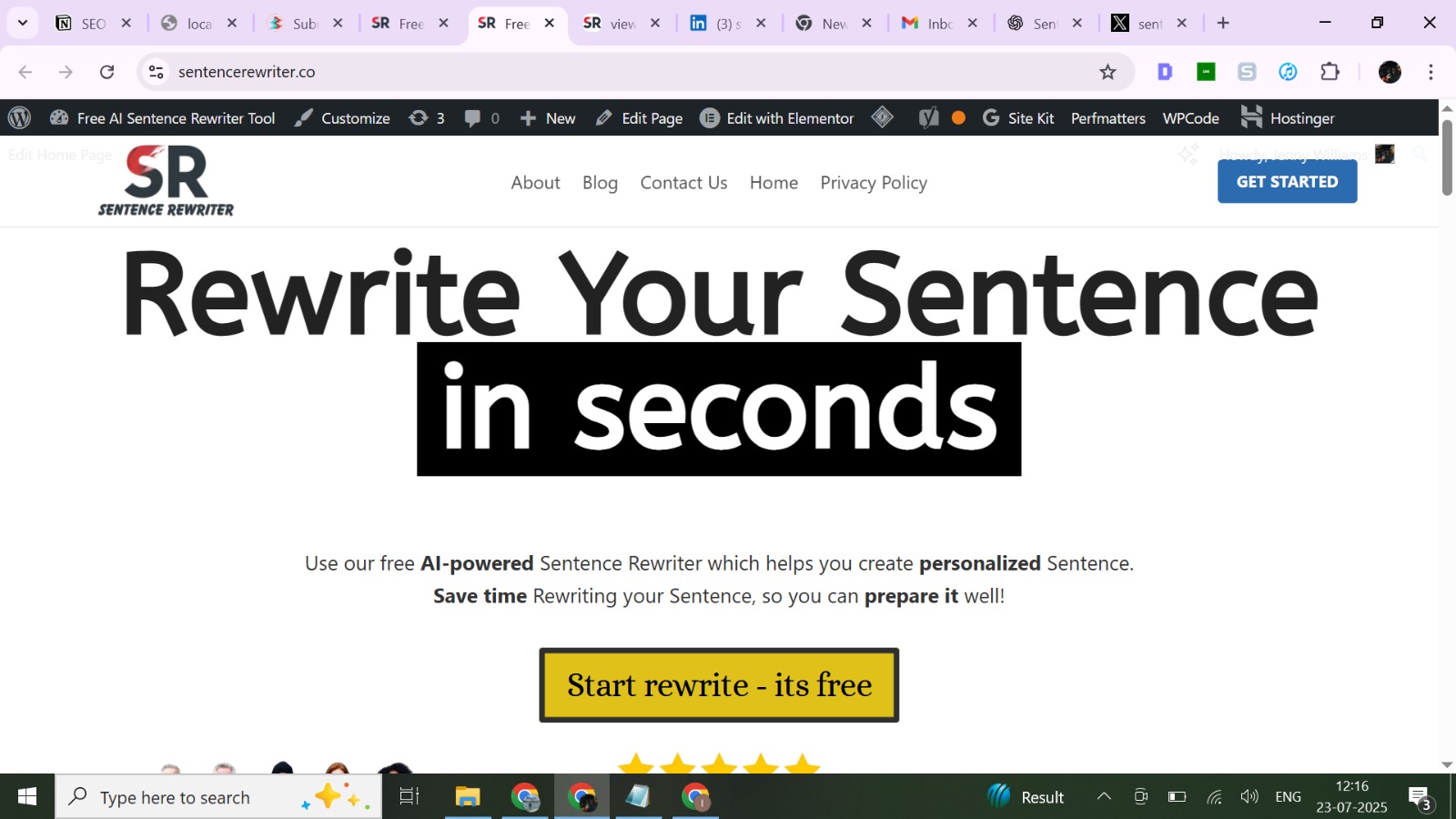 sentence rewriter app screenshot