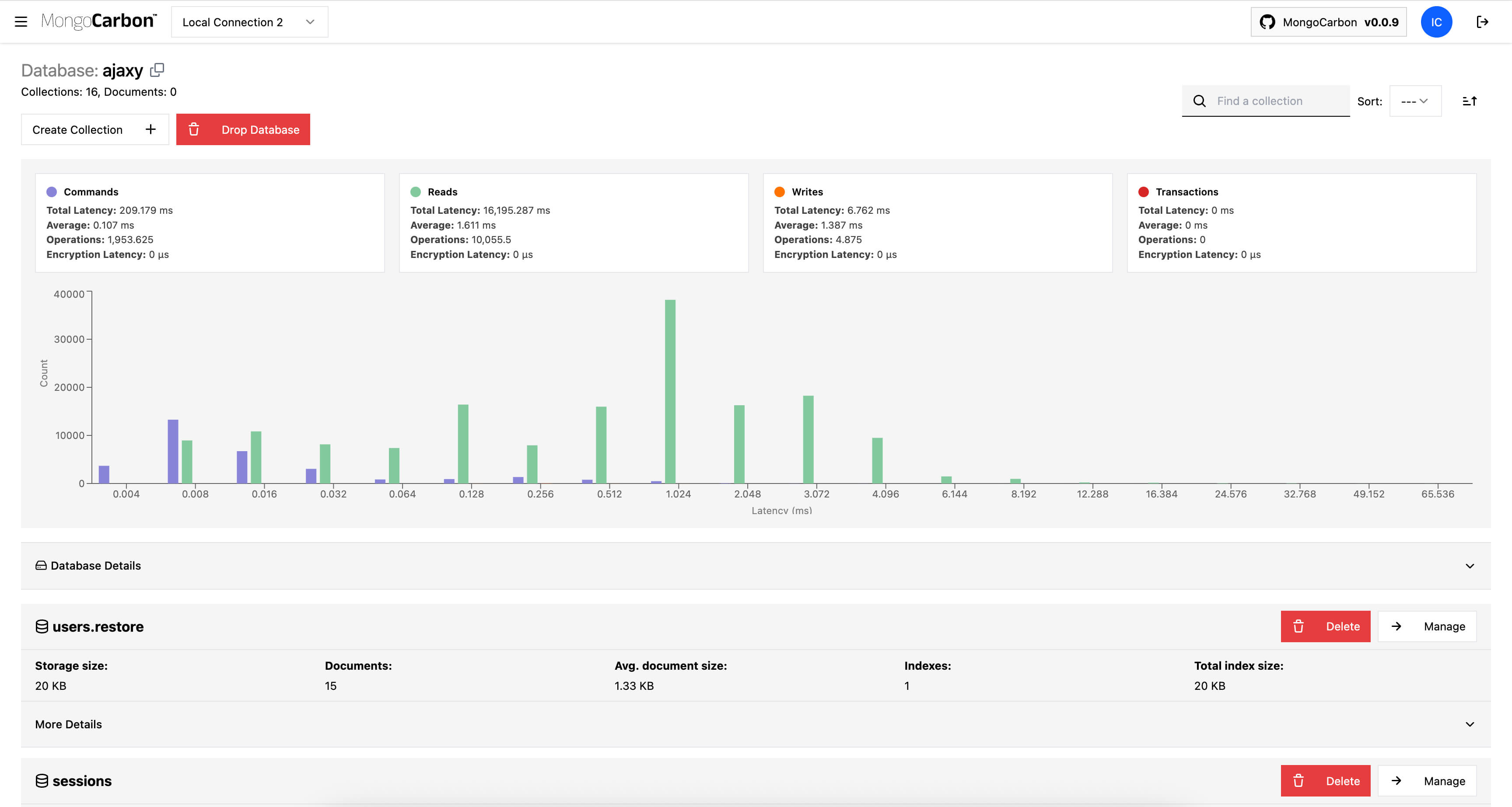 MongoCarbon app screenshot