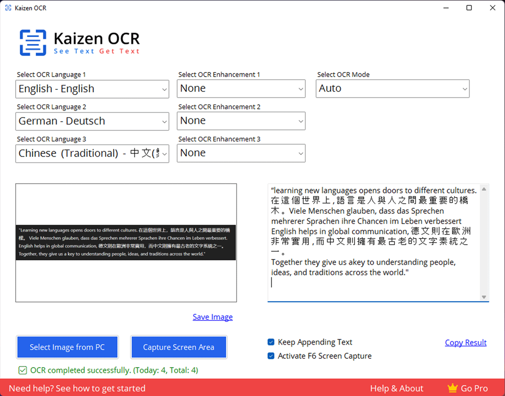Kaizen OCR app screenshot