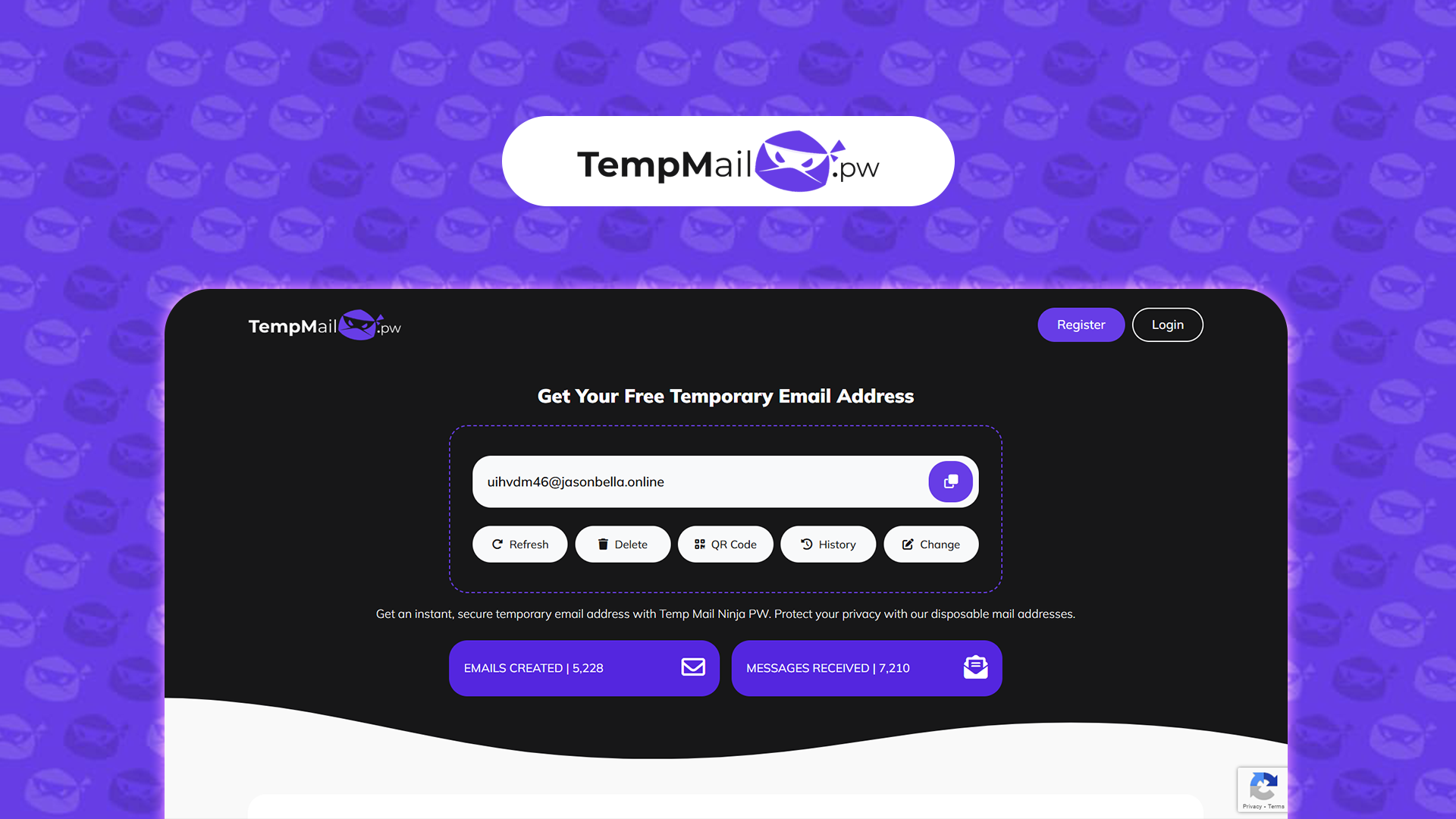 Secure Disposable Temporary Email ID Provider | Temp Mail Ninja PW app screenshot