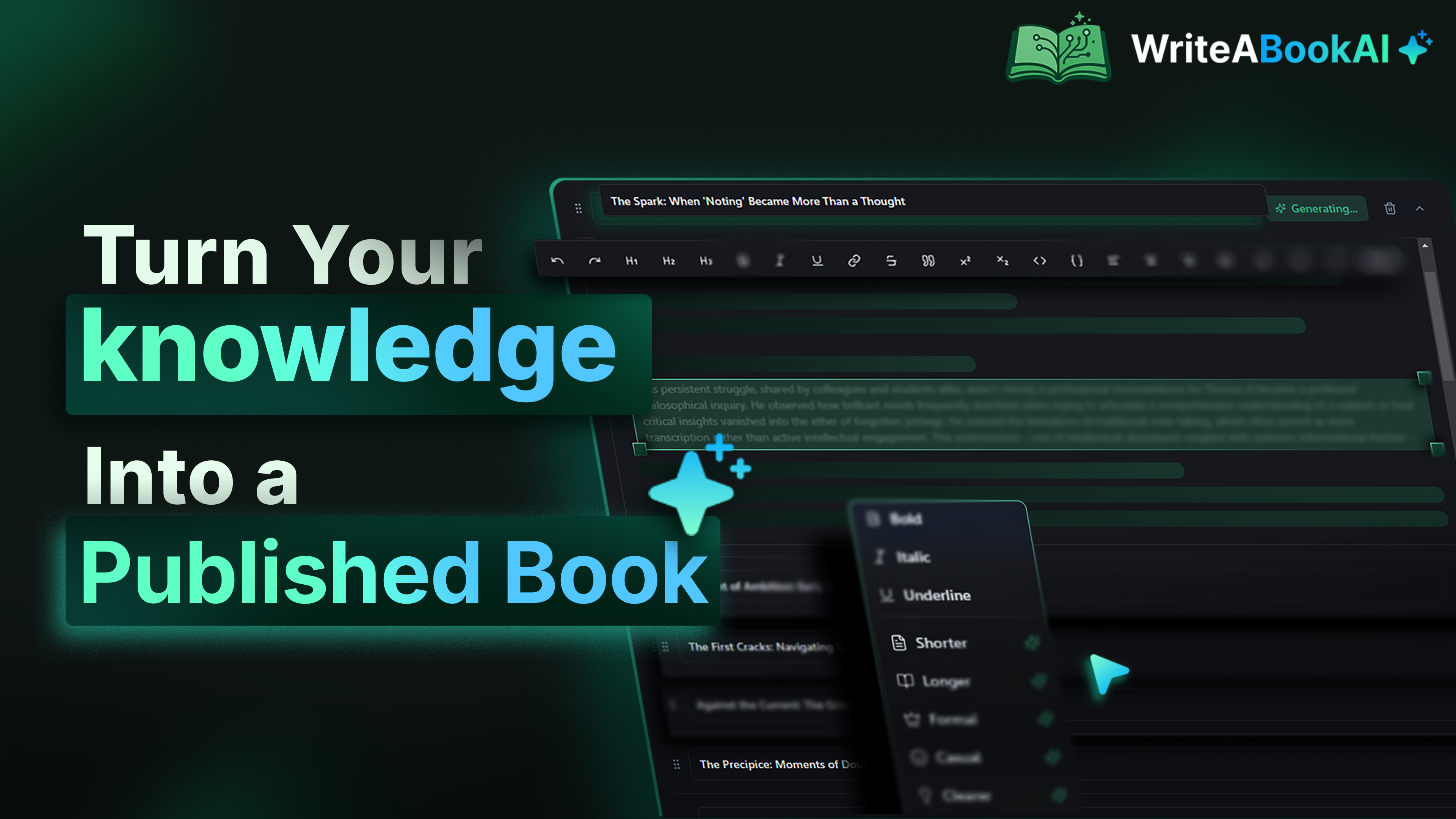 WriteABookAI app screenshot