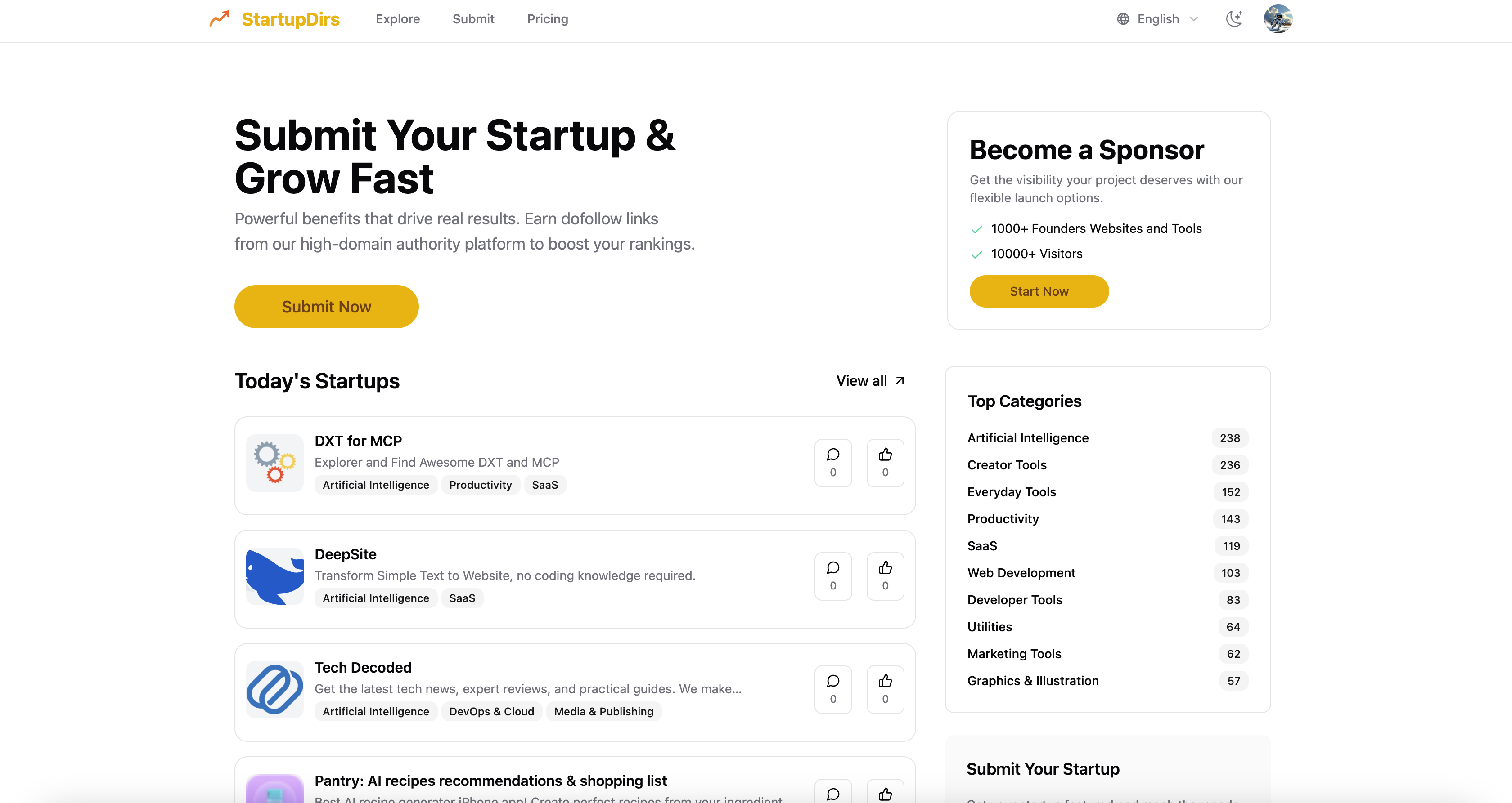 StartupDirs app screenshot
