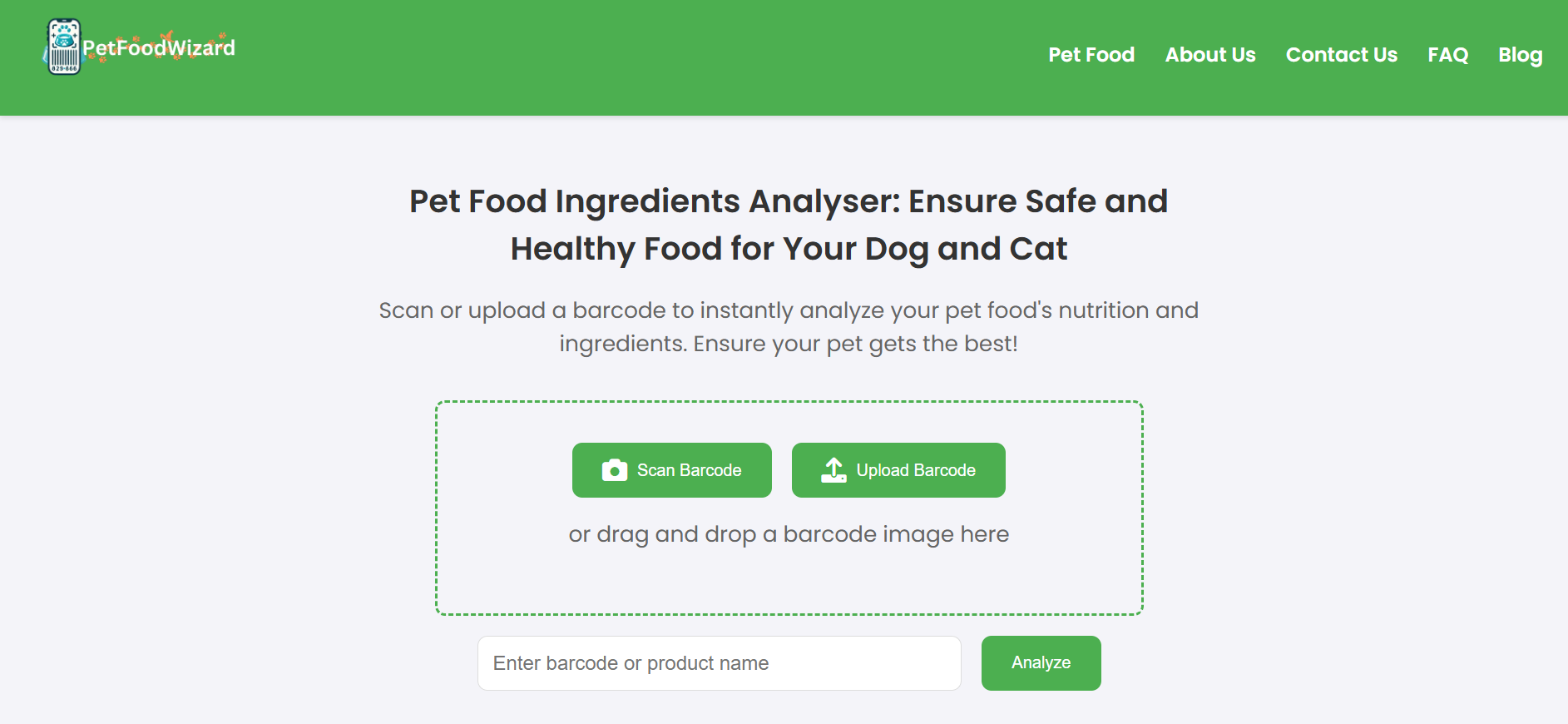 Pet Food Wizard app screenshot