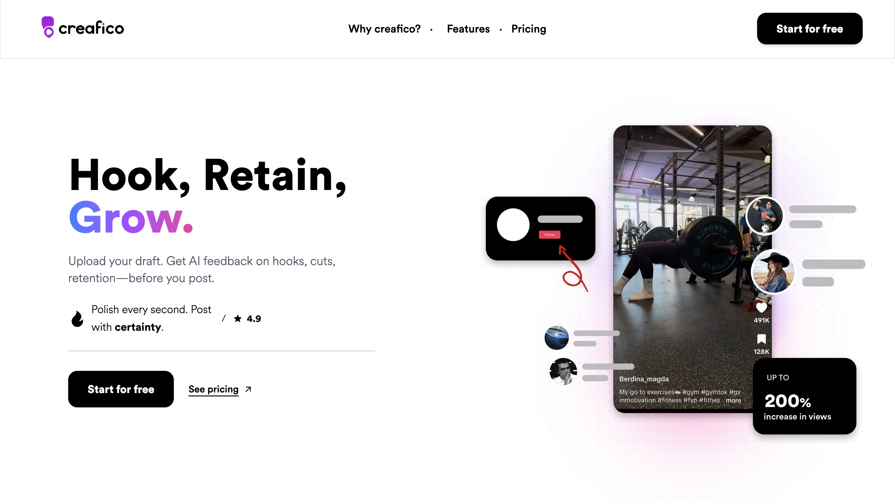 creafico - Content Analysis & Growth Insights app screenshot