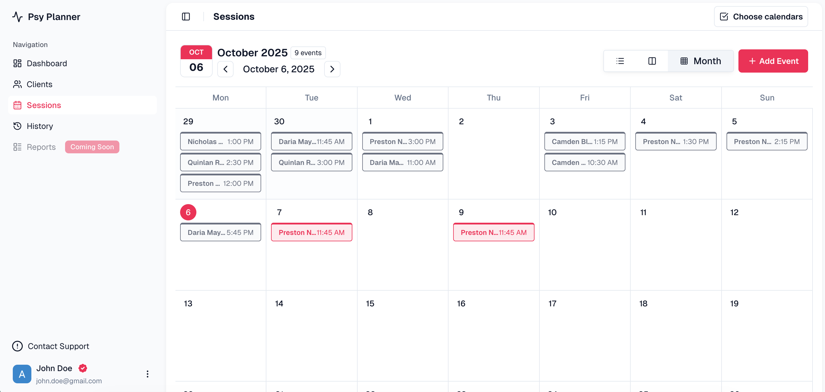 Psy Planner app screenshot