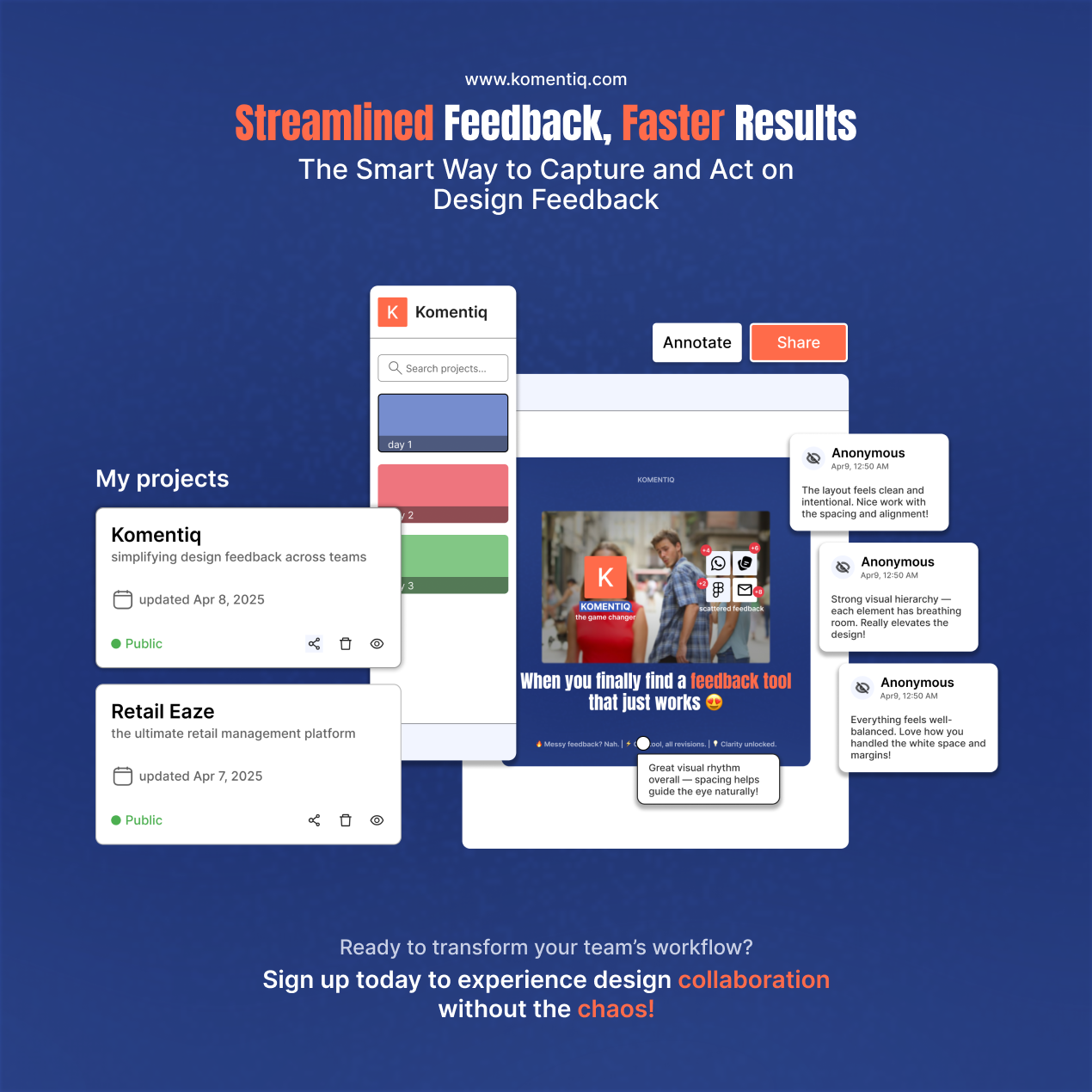 Komentiq app screenshot