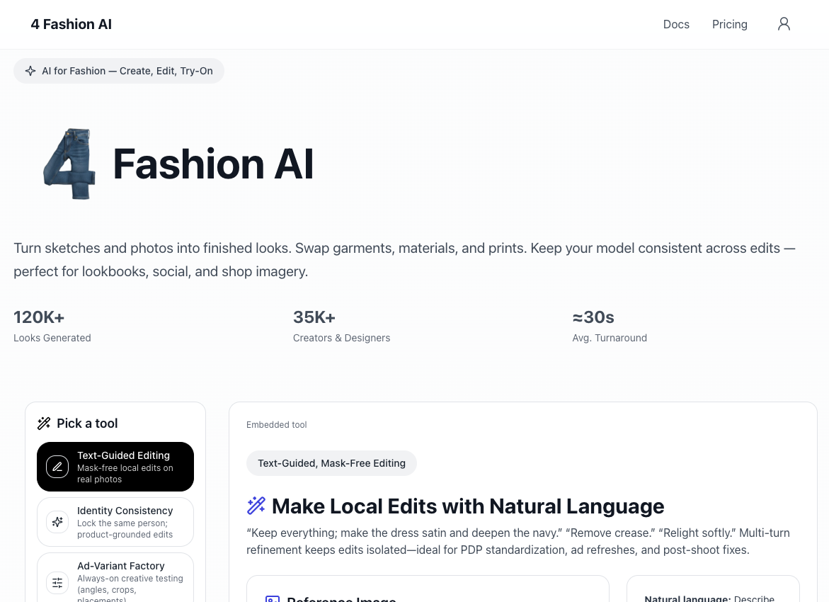4 Fashion AI app screenshot