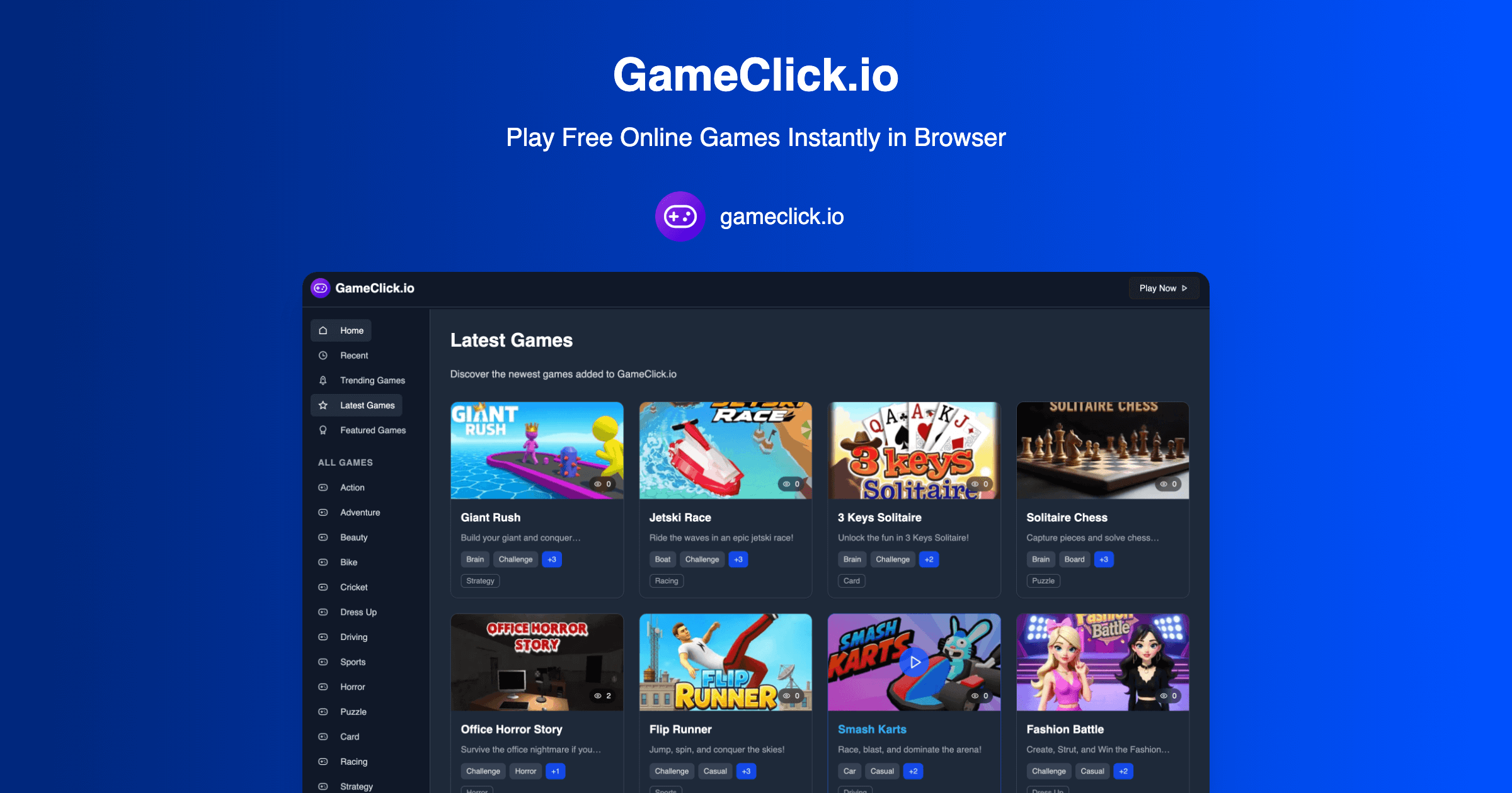 GameClick.io app screenshot