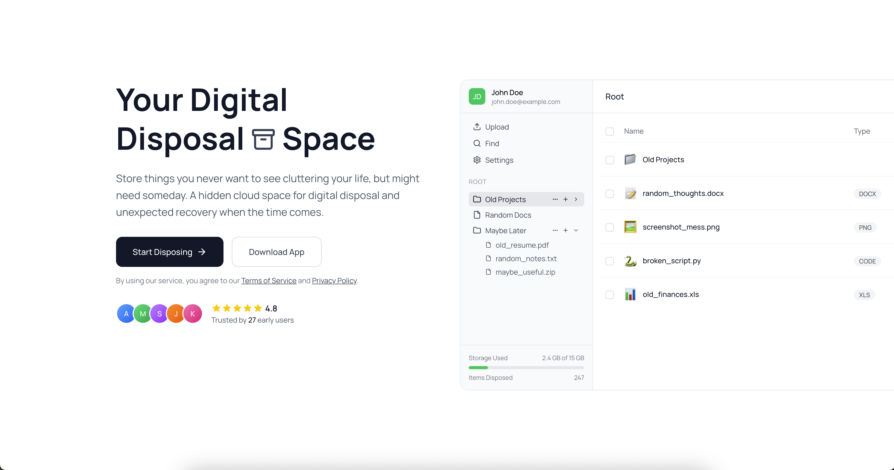 Disposal Space app screenshot