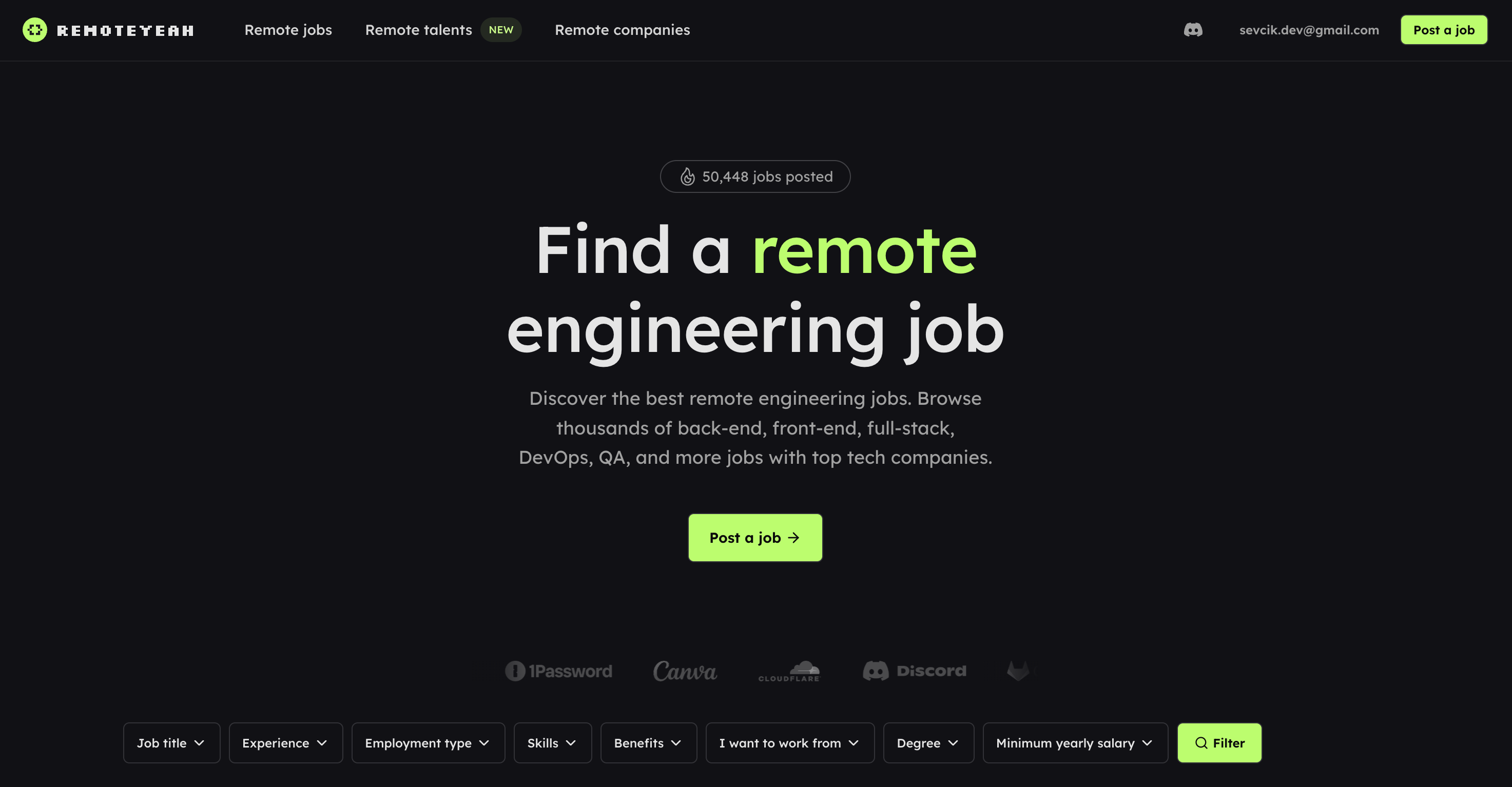 RemoteYeah app screenshot