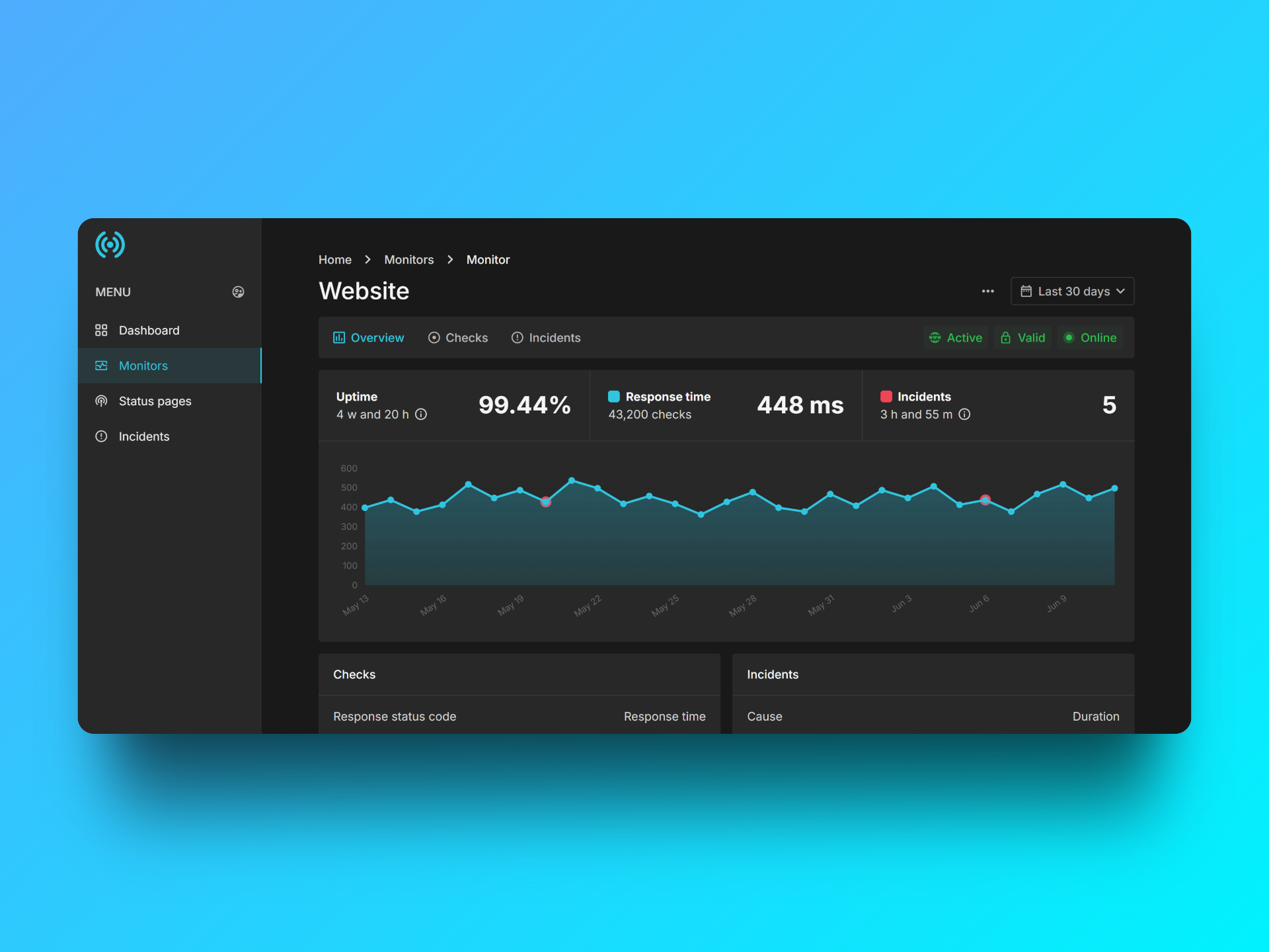 uptime.spot app screenshot