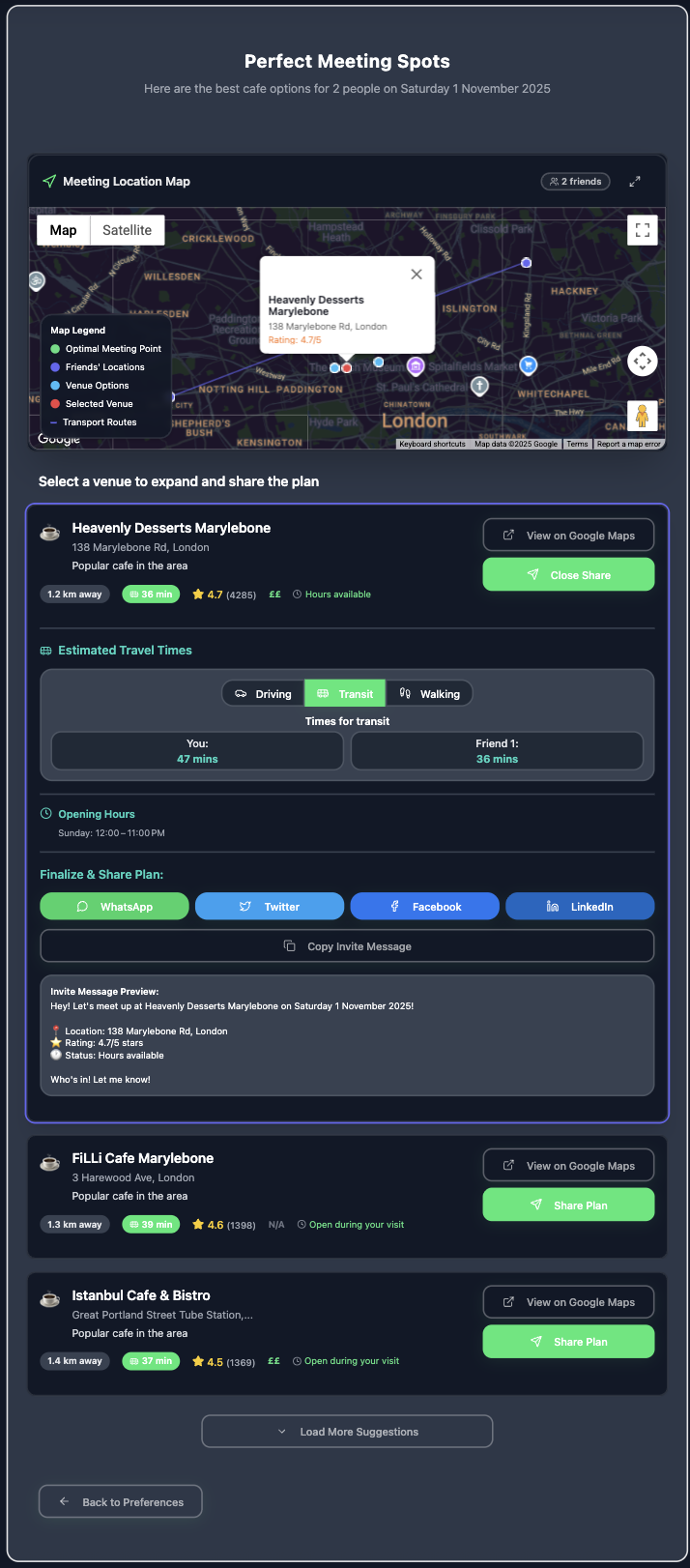 Meet In The Middle app screenshot