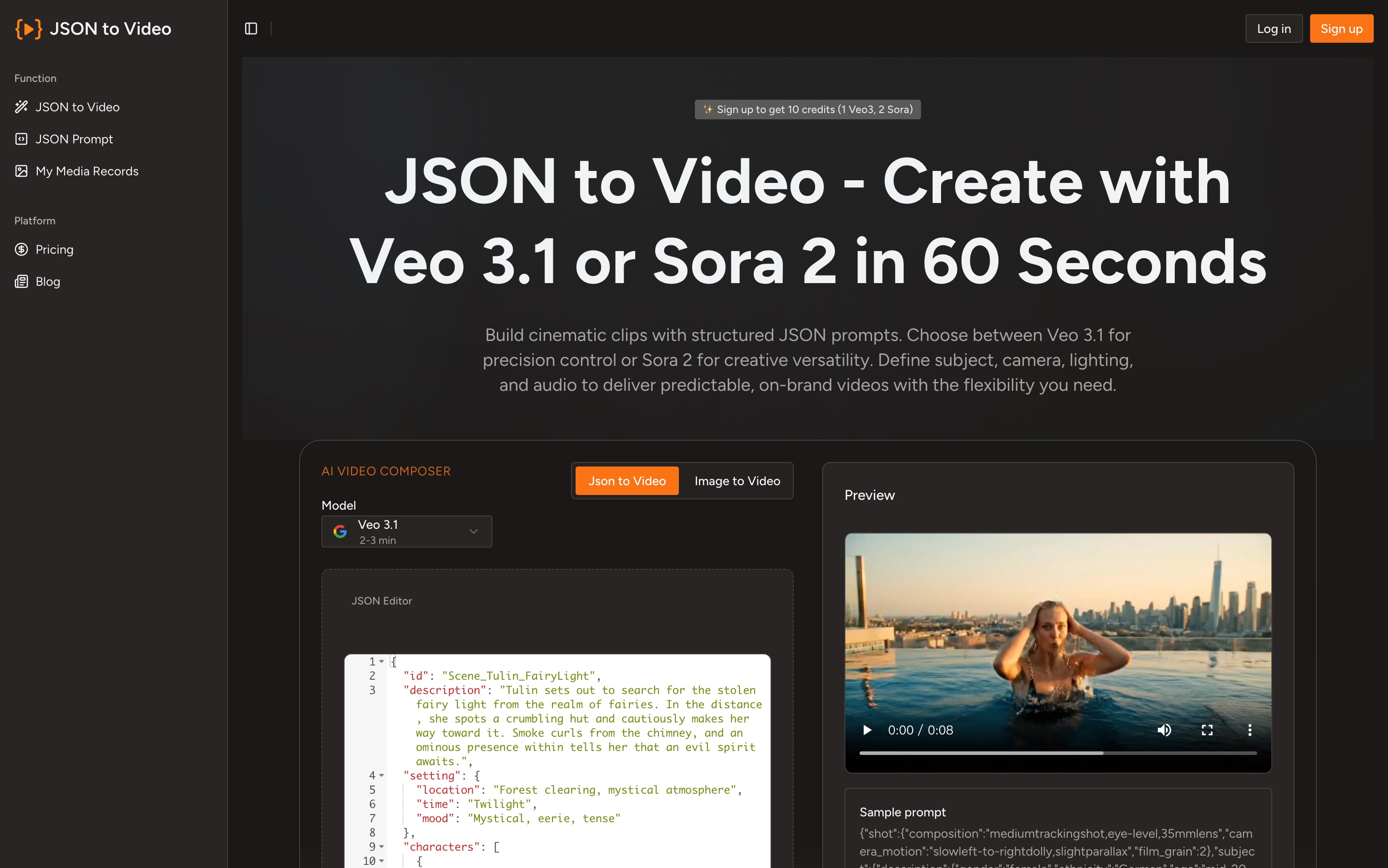 Json to Video app screenshot