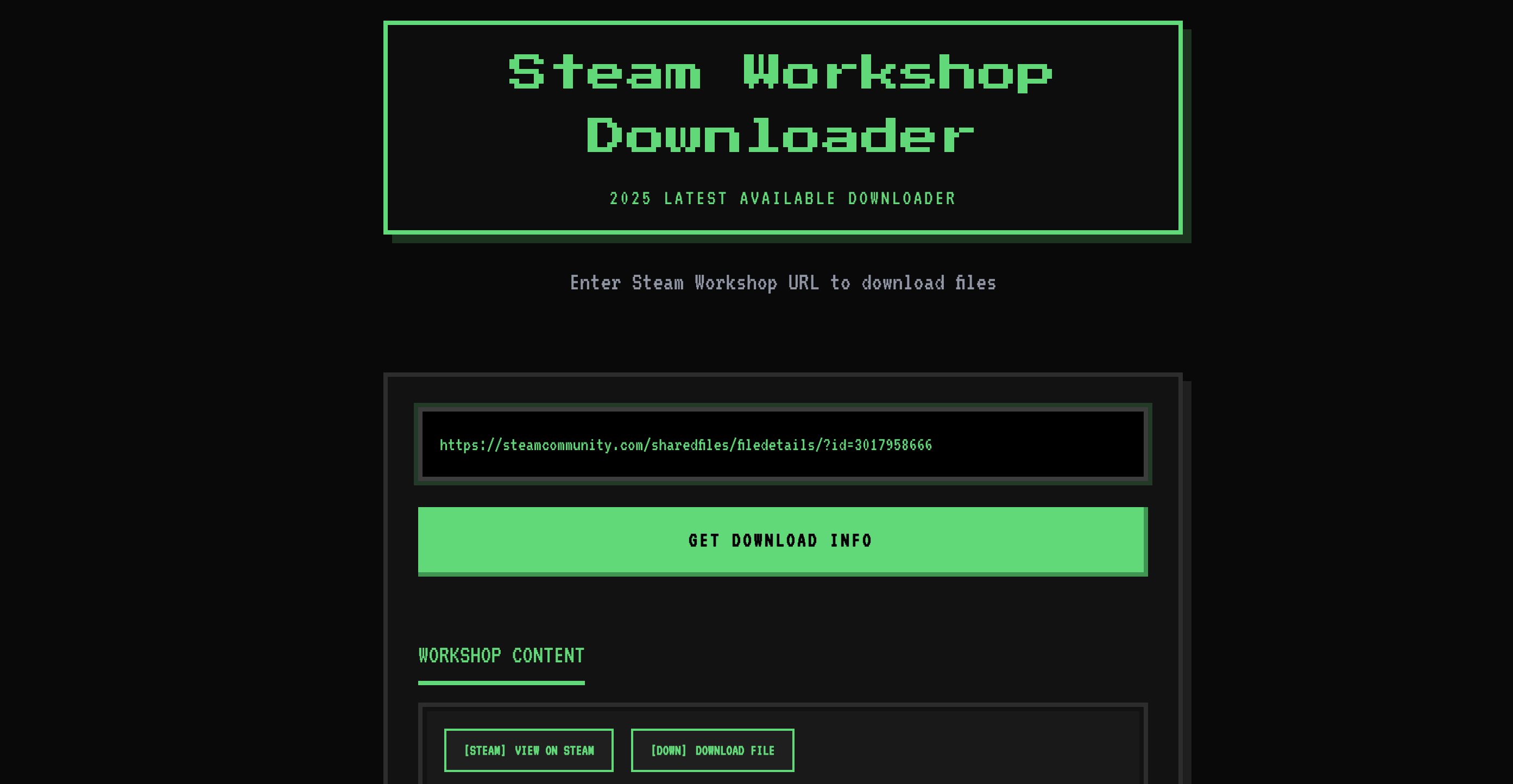 steam workshop downloader app screenshot