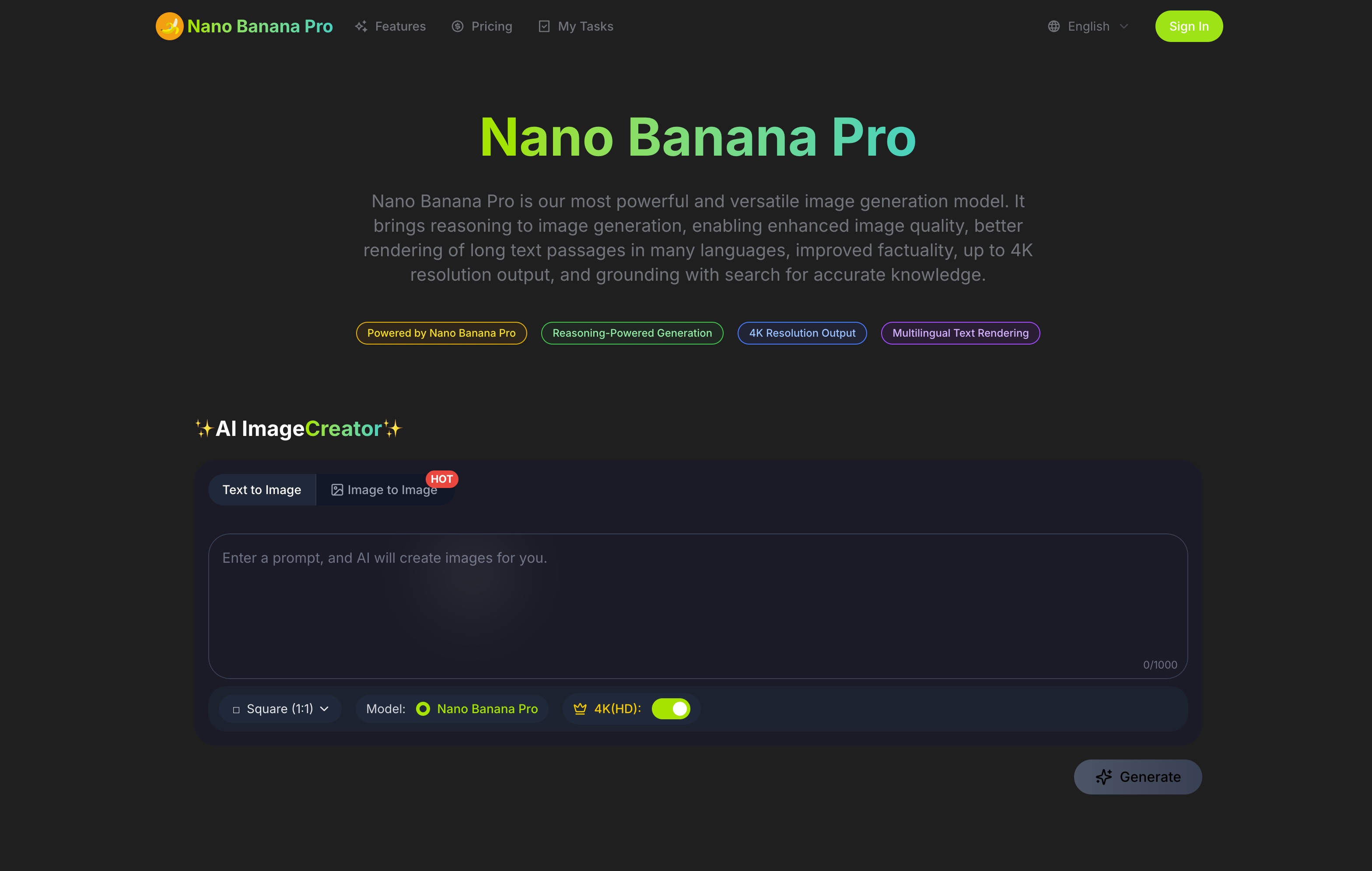 Nano Banana Pro app screenshot