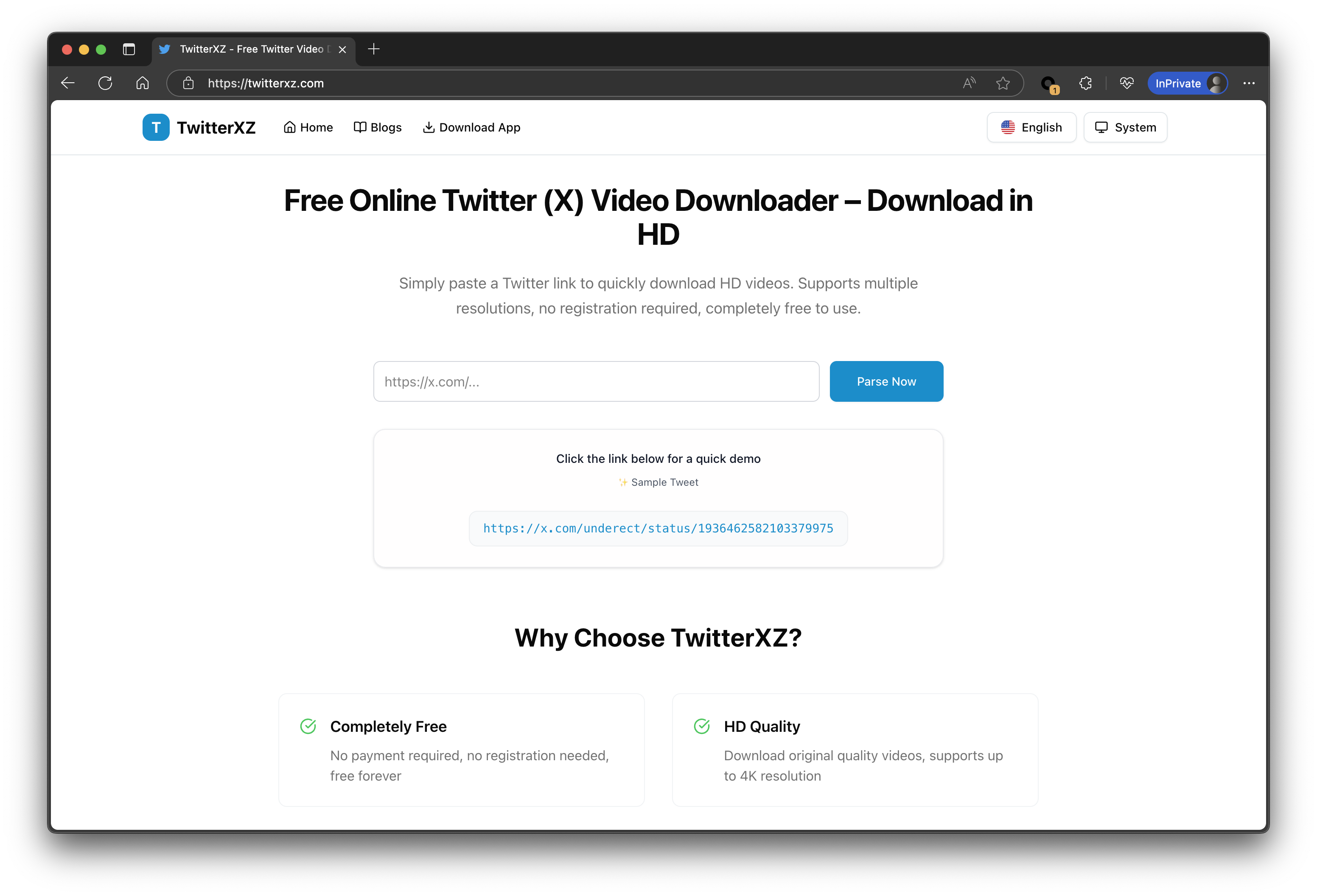 TwitterXZ app screenshot