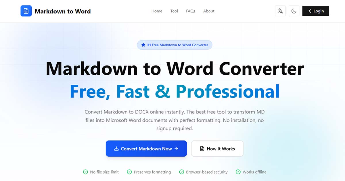Markdown to Word app screenshot
