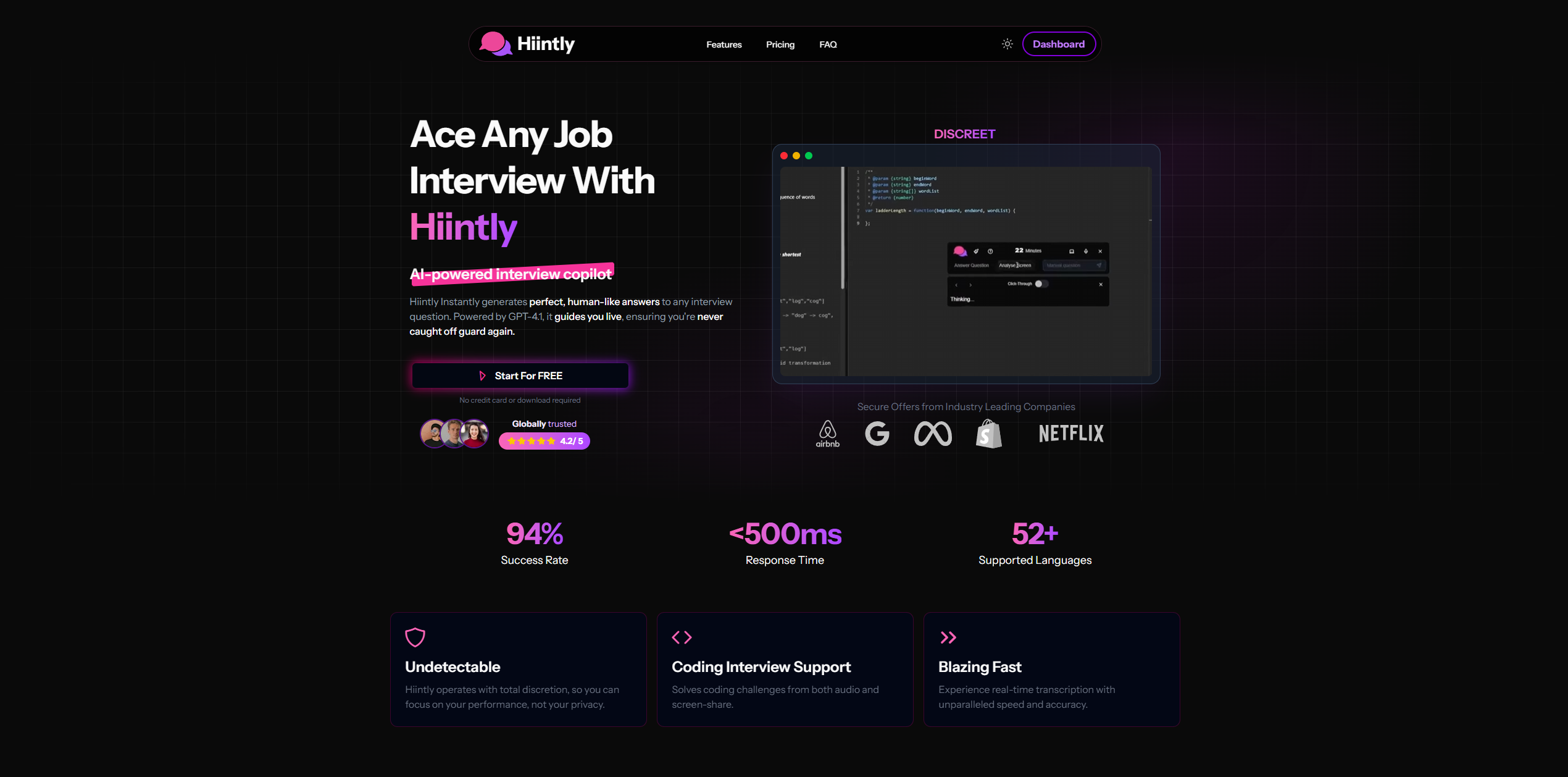 Hiintly The most affordable, invisible AI interview copilot app screenshot