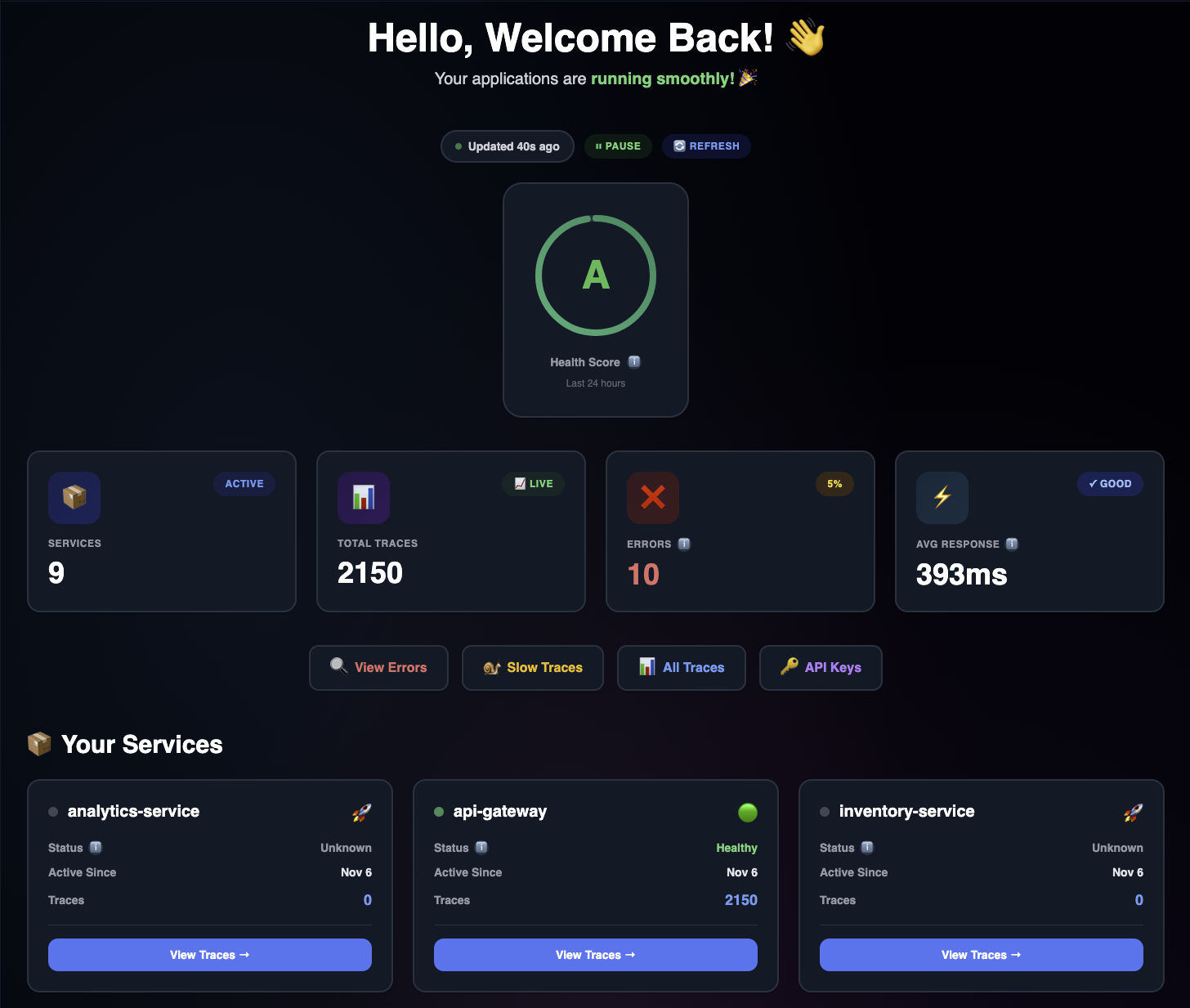 Tracekit APM app screenshot