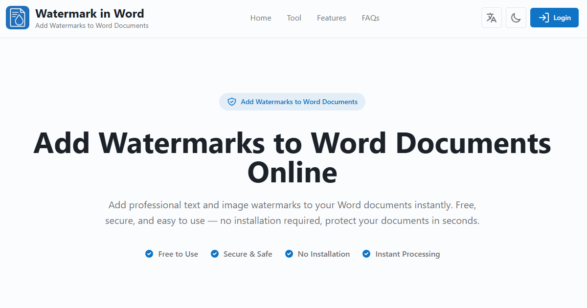 Watermark in Word app screenshot